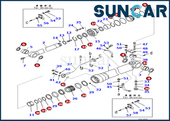 sello Kit For PC290LC-10 PC290NLC-10 de la reparación del cilindro del brazo de 7079959680 707-99-59680 KOMATSU