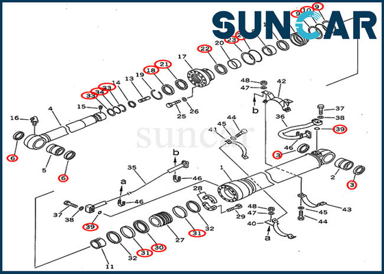 Reparación Kit For Overseas Version PC300-5 PC300LC-5 KOMATSU del cilindro del brazo de Seal Kit 207-63-02120 del excavador