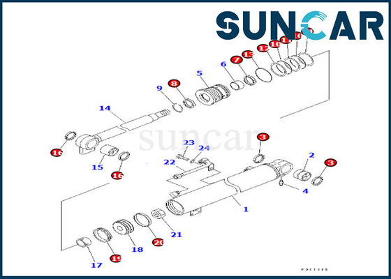 Equipo 707-98-24880 7079824880 del servicio del cilindro del auge de KOMATSU para el equipo del lacre del cilindro del auge PC30R-8