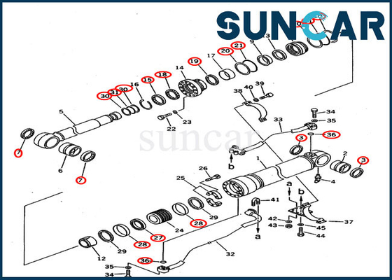 Cilindro hidráulico 2076302100 del equipo 207-63-02100 del sello del auge para el excavador de KOMATSU PC300-5 PC300LC-5
