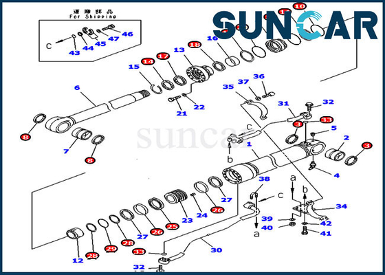 Equipo de reparación del sello del auge 707-99-58360 7079958360 equipo del lacre del cilindro de PC300LC-6 PC300LC-6 KOMATSU