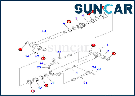 707-98-14260 7079814260 equipo del reemplazo del cilindro del cubo de Kit Komatsu For PC30R-8 del servicio del cilindro del cubo