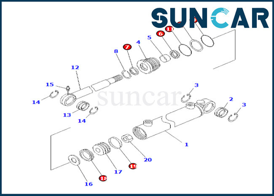 KOMATSU que inclina el lacre inclinable Kit Angle Service Kit For BR120T-1 del cilindro del equipo 707-98-13600 del sello del cilindro de la cubierta
