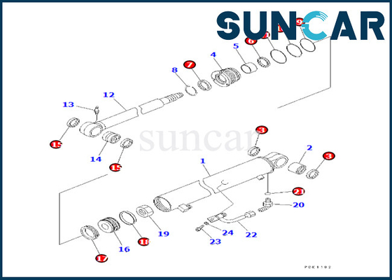 7079823810 equipos del sello de la reparación del cilindro del brazo de 707-98-23810 KOMATSU caben PC35MR-1 PC35MRX-1A