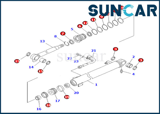 707-98-24281 cilindro de 7079824281 auges que sella el equipo del servicio del cilindro del auge de Kit Komatsu For PC35MR-1 PC35MRX-1A