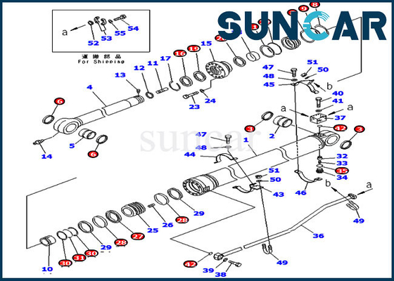 Excavador Service Kit 707-99-72300 modelos de Kit For Komatsu PC300LC-7 PC350LC-7 del sello del cilindro hidráulico