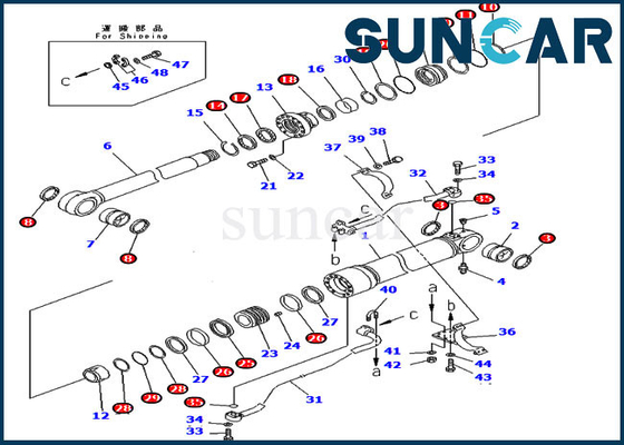 707-99-58085 equipo del servicio del cilindro de KOMATSU del excavador 7079958085 del equipo PC300-7 del sello del reemplazo del auge
