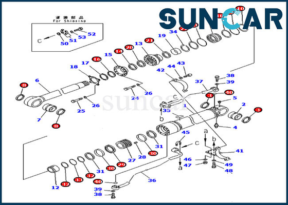 Excavador Oil Seal Kit Hydraulic Cylinder Fits For PC300-7 KOMATSU del equipo 707-99-59360 del lacre del auge