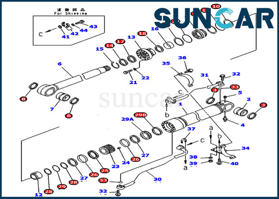 Equipo del sello de Kit Wear Resistance Cylinder Repair del servicio del auge de PC300LC-7 PC360-7 707-99-58030 KOMATSU