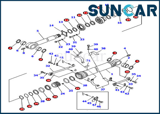 Reparación de ultramar Kit Hydraulic Cylinder Komatsu del sello del cubo PC300-7 del excavador 707-99-59370 de la versión