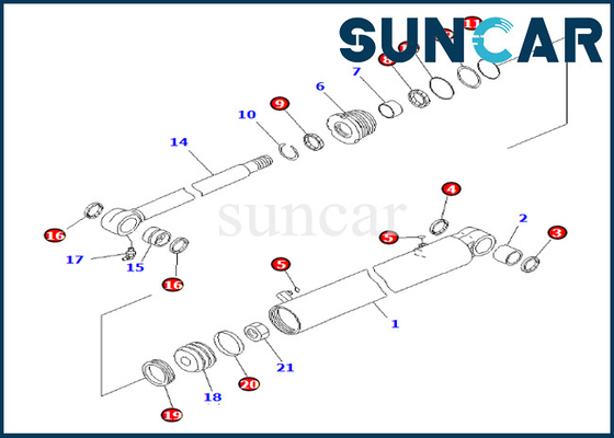 Reparación Kit For PC35MR-3 PC35MR-2 del sello del cilindro del oscilación del auge 707-98-29630 de KOMATSU 7079829630