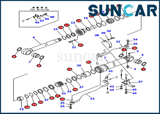 707-99-58440 equipo del lacre del reemplazo de Boom Seal Kit Hydraulic Cylinder Fits PC300-7 KOMATSU del excavador