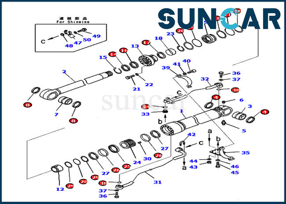 Equipo del sello de Kit Boom Hydraulic Cylinder Oil de la reparación del sello de PC350-8 PC300-8 707-99-58081 KOMATSU