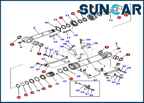 Equipo pesado de Kit Fits KOMATSU PC300-8 del sello de aceite de Kit Bucket Cylinder 707-99-59371 del lacre