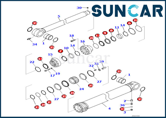 Equipo del sello de la reparación del cilindro del brazo de los ajustes PC360LCI-11 del equipo 7219801980 721-98-01980 KOMATSU del sello del cilindro del brazo