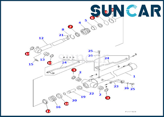 Cilindro del brazo que sella a Kit Komatsu 707-98-25260 7079825260 para el equipo del servicio del cilindro del brazo PC38UU-3
