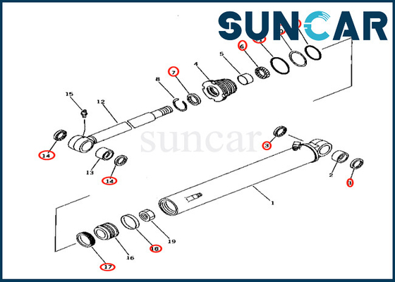 KOMATSU 707-98-25520 ajustes PC38UU-2 PC38UUM-2 PC40-7 del equipo 7079825520 del servicio del cilindro del oscilación del auge