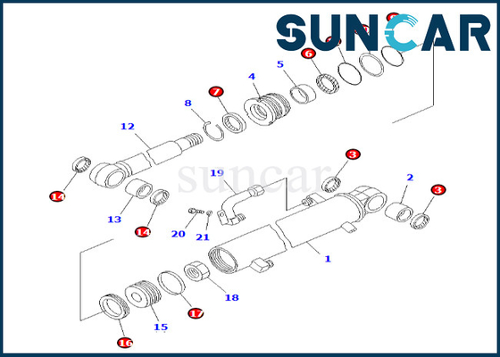 707-98-25110 cilindro de 7079825110 brazos que sella el equipo del servicio del cilindro del brazo de Kit Komatsu Fits PC38UU-3