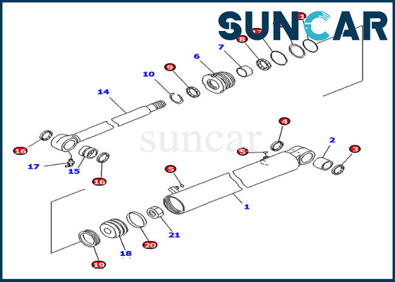 Lleve el servicio Kit Fits For PC30MR-3 PC30MR-2 KOMATSU del cilindro del oscilación del auge de la resistencia 707-98-23180