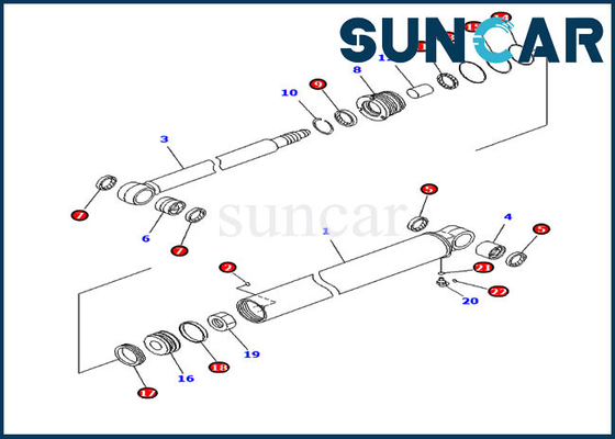 PC35MR-3 PC30MR-3 KOMATSU 707-98-23870 sello Kit Hydraulic Cylinder de 7079823870 brazos