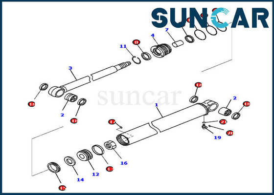 707-98-23970 excavador Cylinder Seal Kit del equipo PC35MR-3 PC35MR-5 KOMATSU del servicio del brazo