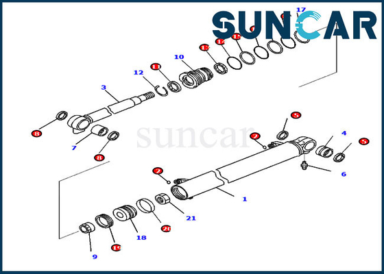 Reparación Kit Komatsu Sealing Kits del sello del cilindro del auge de PC35MR-5 PC35MR-3 707-98-26070