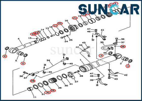 Equipo del sello de Komatsu Cylinder Repair del excavador del equipo 707-99-68515 PC400-5D PC400-6C del lacre del brazo