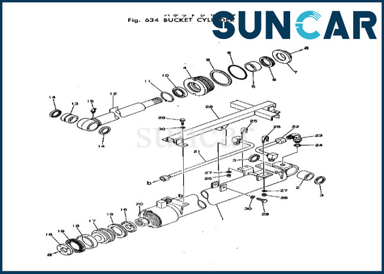 Sello Kit For PC40-1 PC40-2 KOMATSU del cilindro del cubo del equipo de reparación del cilindro del cubo 20T6376105 20T-63-76105