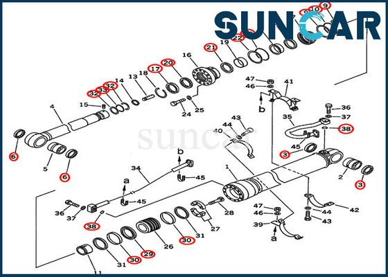 707-99-69500 reparación Kit Fits Overseas Version PC450-6 PC450LC-6 KOMATSU del sello del cilindro de 7079969500 brazos