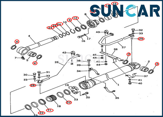 707-99-50600 cargador de la descarga de la parte inferior de Kit Service Kits For PC400-5 PC400LC-5 del sello del cilindro del cubo de KOMATSU