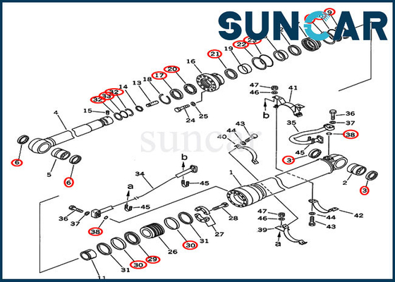 Equipos de reparación del cilindro hidráulico del equipo 707-99-69505 del lacre del brazo para el auge resistente KOMATSU PC400-6C
