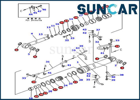 707-99-69525 7079969525 auge resistente de Kit For PC400-6C PC400LC-6Z KOMATSU del servicio del cilindro del brazo