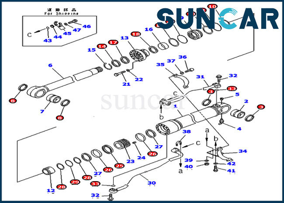 Excavador 7079967305 Boom Service de PC400-6C PC400LC-6Z KOMATSU 707-99-67305 Kit Hydraulic Cylinder