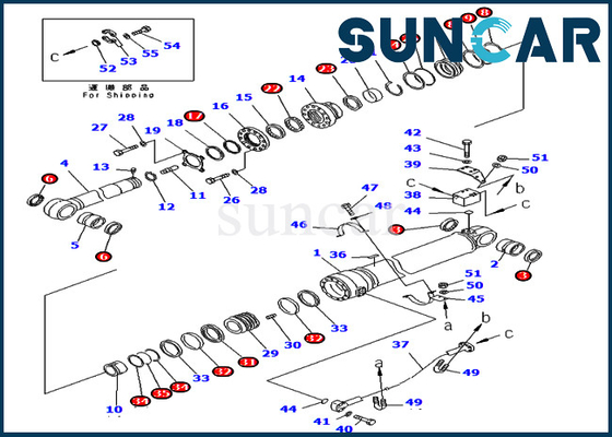 Excavador Arm Service Kit Parts 707-99-69770 7079969770 para el cilindro hidráulico de KOMATSU PC400-7 PC400LC-7