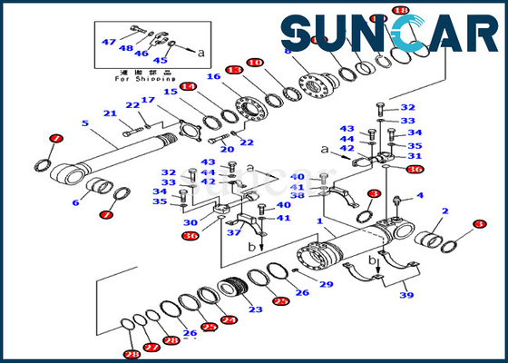 707-99-47821 7079947821 equipos de reparación inferiores de Kit Wear Resistance PC400-7 PC400LC-7 KOMATSU del sello del cilindro de la descarga