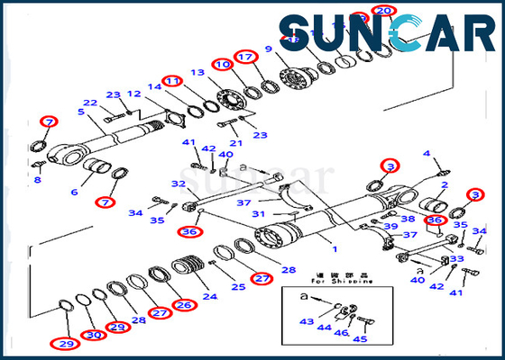 Excavador 7079972290 Repair Seal de PC400-7 PC400LC-7 KOMATSU 707-99-72290 Kit Bucket Hydraulic Cylinder