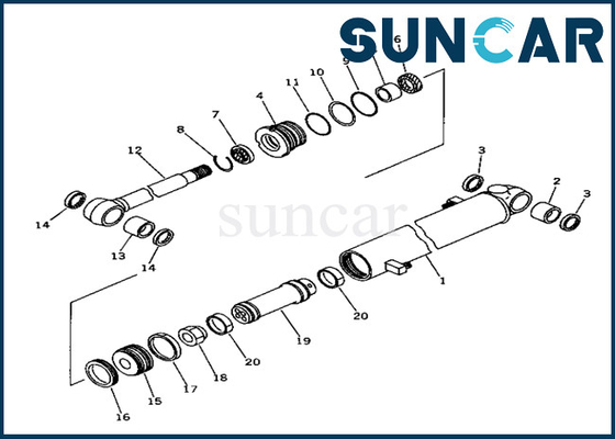 Sello Kit Komatsu Fits PC40-6 del cilindro del brazo del equipo 20T6302160 20T-63-02160 del lacre del cilindro del brazo