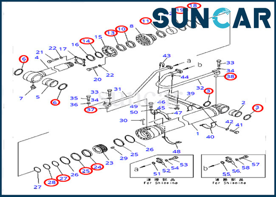 PC400-7 PC400LC-7 modela el sello Kit Excavator Sealing Kits 7079950721 del cilindro del cubo de KOMATSU 707-99-50721