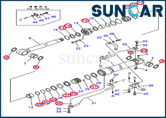 Cilindro hidráulico del equipo 707-99-72320 del sello de la reparación del auge para los modelos de ultramar de KOMATSU PC450-8 PC400-7 de la versión