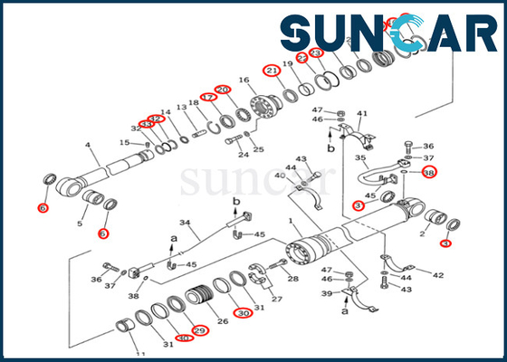 Sello Kit Bucket Cylinder Seal Kit 7079968510 del cilindro del brazo de KOMATSU 707-99-68510 KOMATSU para PC400 PC400-6Z