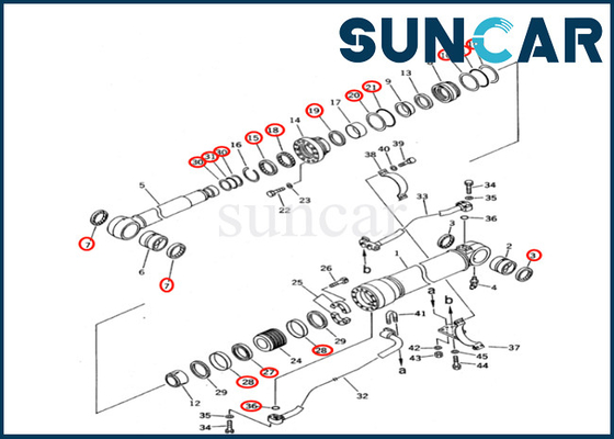 Sello Kit Fits PC400 PC400-5 PC400-5C PC400LC del cilindro del auge 707-99-67121 de KOMATSU 7079967121
