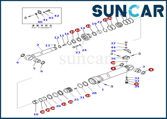 707-99-69590 7079969590 equipo de reparación del cilindro del brazo de Kit For PC490LC-10 PC490-10 KOMATSU del sello del cilindro del brazo