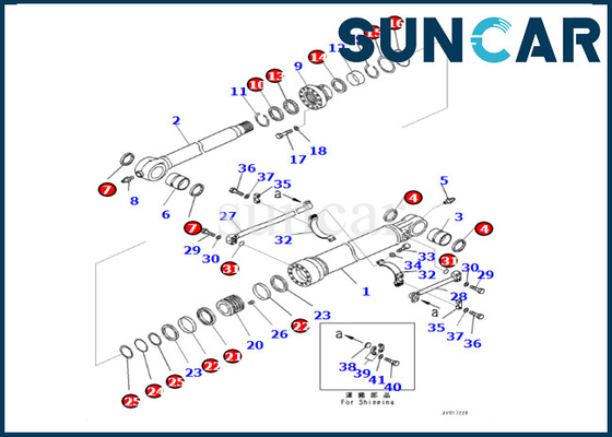 Sello Kit For PC490LC-10 PC490-10 del cilindro del cubo del equipo de reparación del cilindro del cubo 707-99-72070 7079972070 KOMATSU