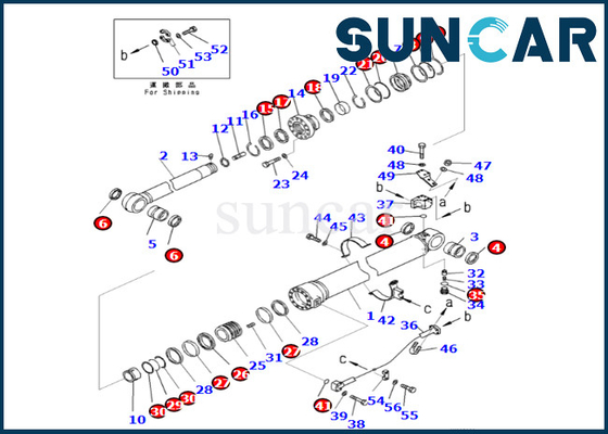 Equipo 721-98-00140 del sello del cilindro del brazo cilindro de 7219800140 brazos que sella a Kit Komatsu For PC490LC-11 PC490-11