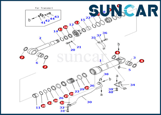 Equipo 721-98-00560 7219800560 del sello del cilindro del auge para el equipo de reparación del sello del cilindro del auge de PC490LC-10 PC490HRD-11E0 KOMATSU
