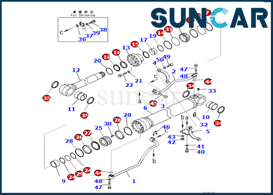 Sello Kit For PC500LC-10R PC500LC-10M0 del cilindro del auge del equipo de reparación del cilindro del auge 721-98-03990 7219803990 KOMATSU