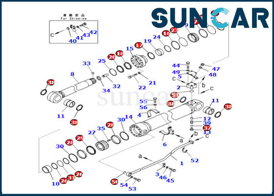 721-98-04000 7219804000 equipo de reparación del cilindro del brazo de Kit Fits PC500LC-10R PC500LC-10M0 KOMATSU del sello del cilindro del brazo