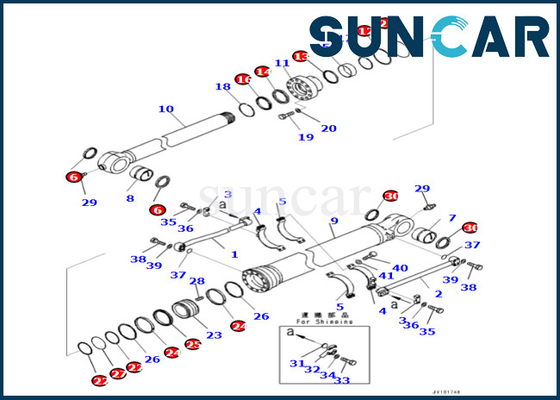 Sello Kit For PC500LC-10R PC500LC-10M0 del cilindro del cubo 721-98-04010 de KOMATSU 7219804010