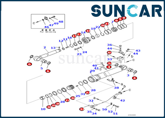 Equipo de reparación del cilindro del brazo de los ajustes 707-99-76180 PC500LC-8R del equipo 707-99-76180 del sello del cilindro del brazo de KOMATSU PC500LC-8