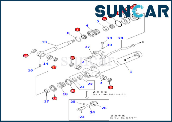 707-98-26620 7079826620 equipo del lacre del cilindro del brazo de Kit For PC50UUM-2 PC50UU-2 del sello del cilindro del brazo
